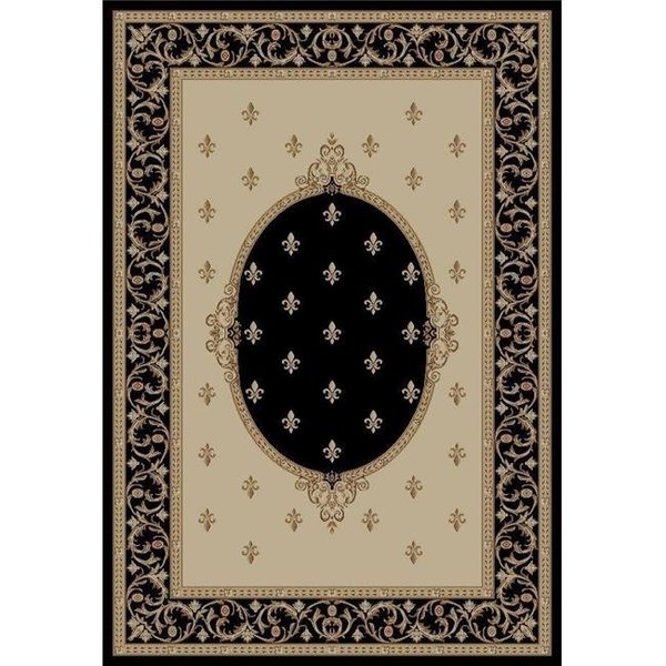 Concord Global Trading Concord Global 63135 5 ft. 3 in. x 7 ft. 7 in. Jewel F. Lys Medallion - Black 63135